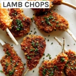 Panko crusted lamb chops recipe on a platter.