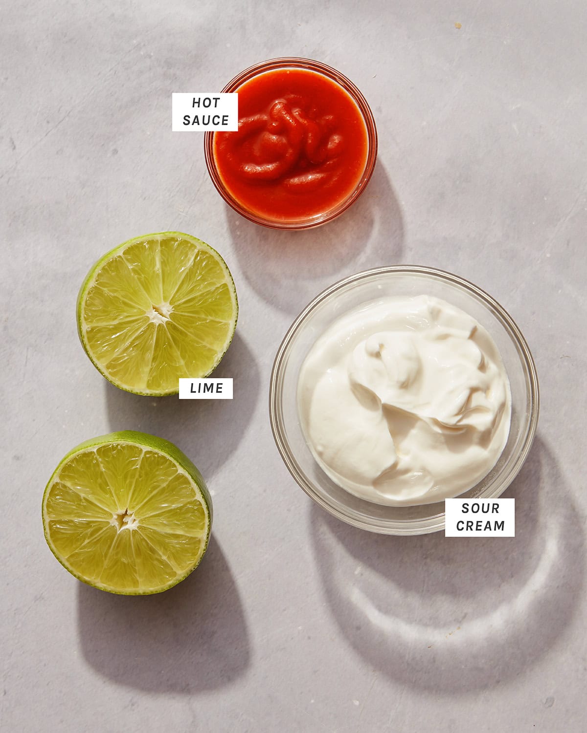 Ingredients to make our spicy dipping sauce for flautas.