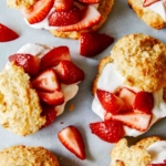 Strawberry shortcakes on a platter.