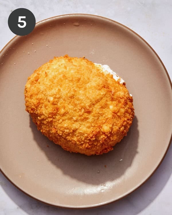A freshly fried burrata ball.