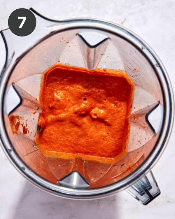 Romesco sauce in a blender.