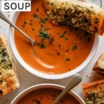 Tomato soup with bread dipped in.