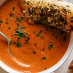 Tomato soup with bread dipped in.
